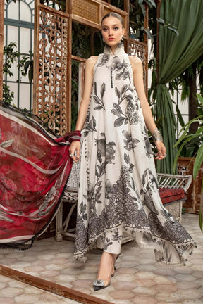 ADORNE Printed lawn front with heavy embroidered spengle work daman boarder