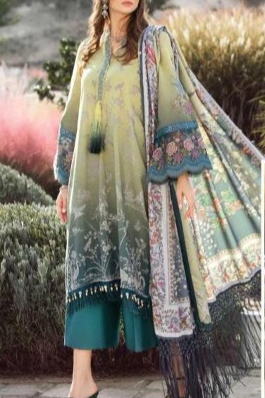 ADORNE  digital printed lawn front back & sleeves Embroidered